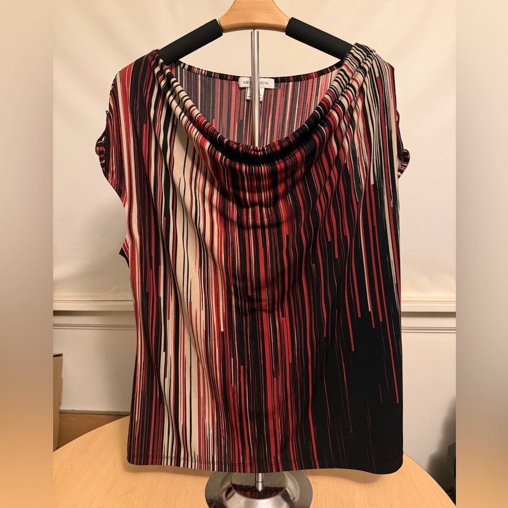 Liz Claiborne Red and Black Striped Blouse